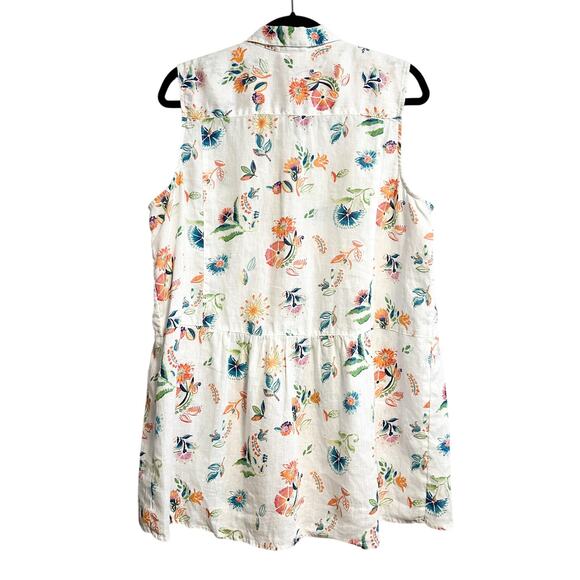 J. Jill Love Linen 100% Linen Floral Button Front Sleeveless Top Size L - Picture 2 of 12